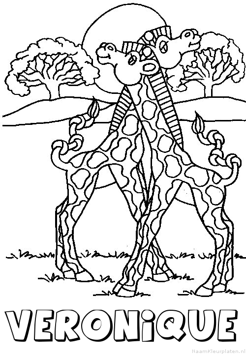 Veronique giraffe koppel kleurplaat