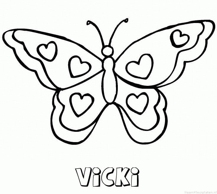 Vicki vlinder hartjes kleurplaat