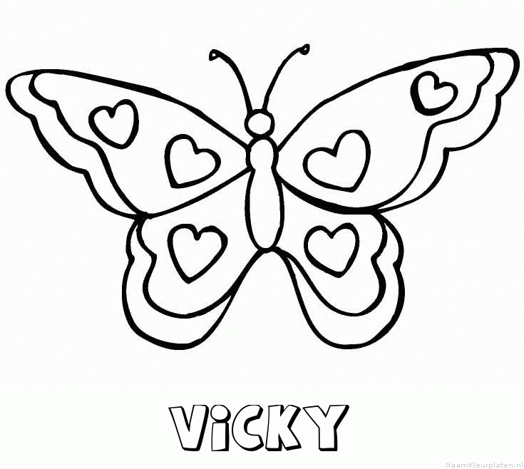 Vicky vlinder hartjes kleurplaat