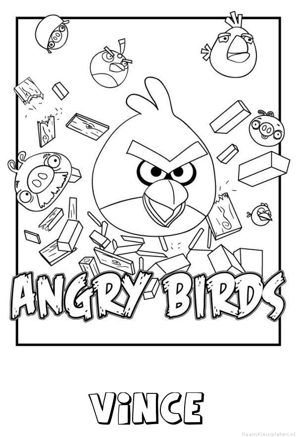 Vince angry birds kleurplaat