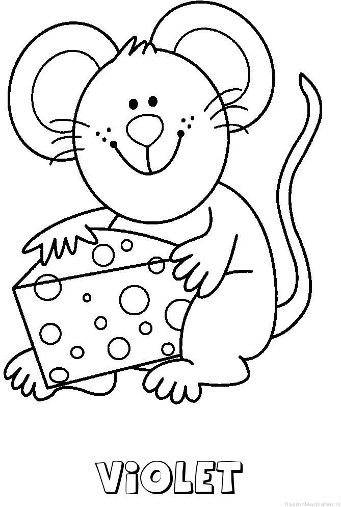 Violet muis kaas kleurplaat
