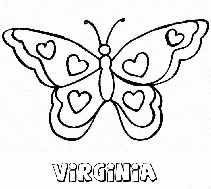 Virginia vlinder hartjes kleurplaat