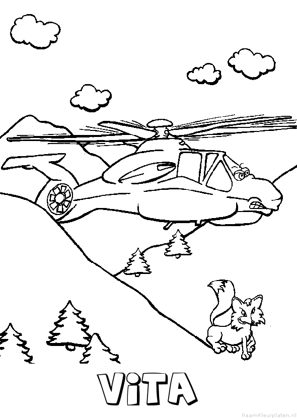 Vita helikopter kleurplaat