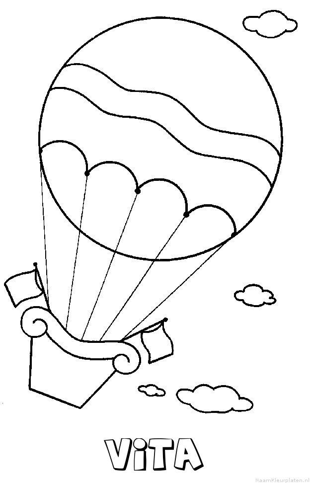 Vita luchtballon kleurplaat