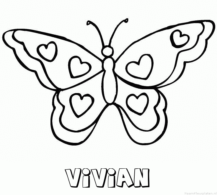 Vivian vlinder hartjes kleurplaat