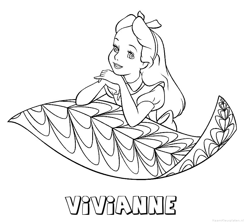 Vivianne alice in wonderland kleurplaat