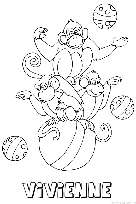 Vivienne apen circus kleurplaat
