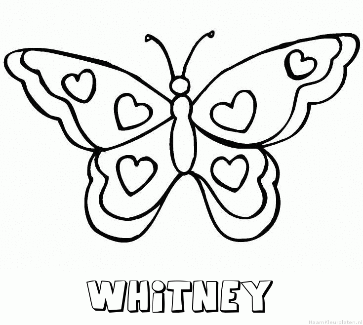 Whitney vlinder hartjes kleurplaat