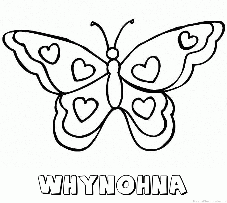 Whynohna vlinder hartjes kleurplaat