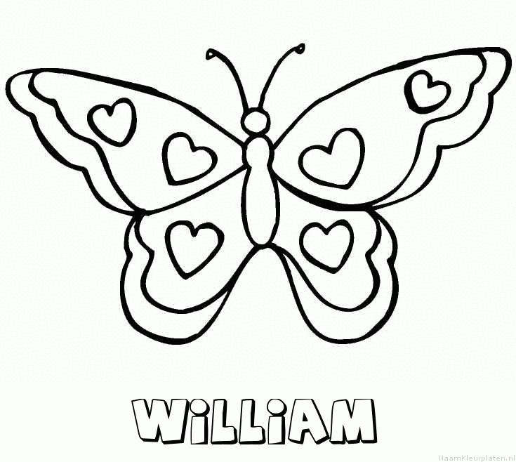 William vlinder hartjes kleurplaat
