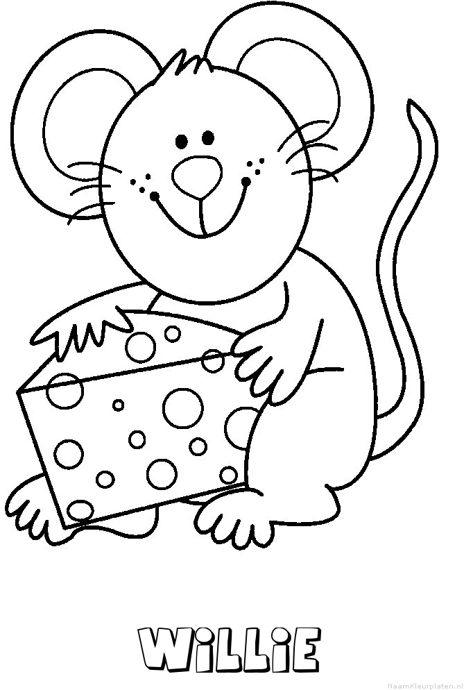 Willie muis kaas kleurplaat