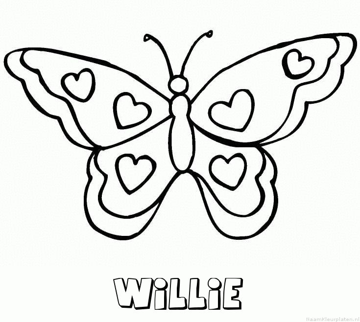 Willie vlinder hartjes kleurplaat