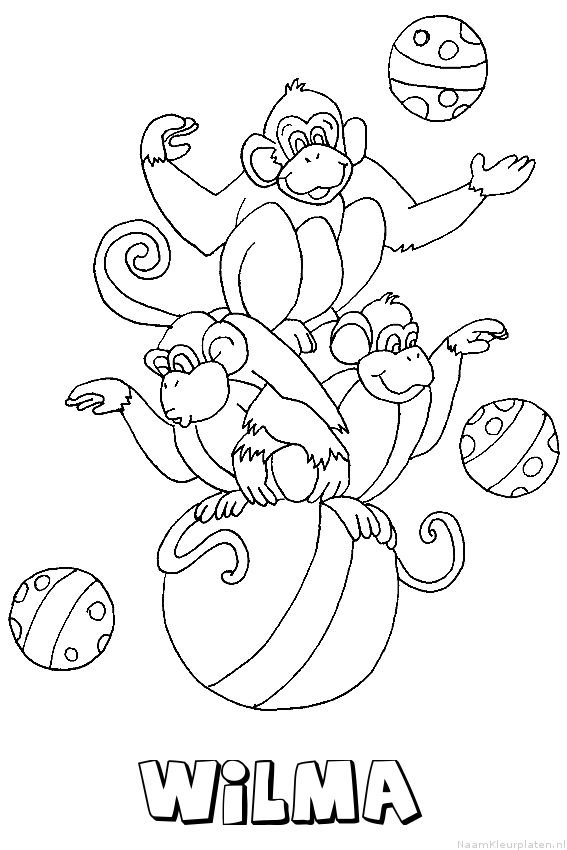 Wilma apen circus kleurplaat