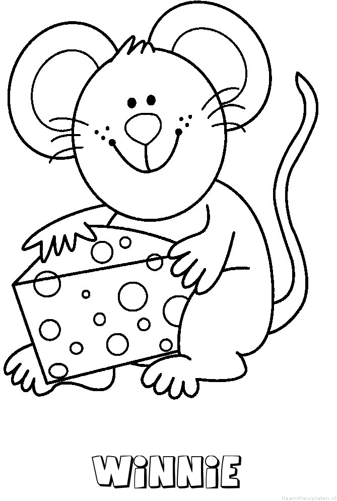 Winnie muis kaas kleurplaat