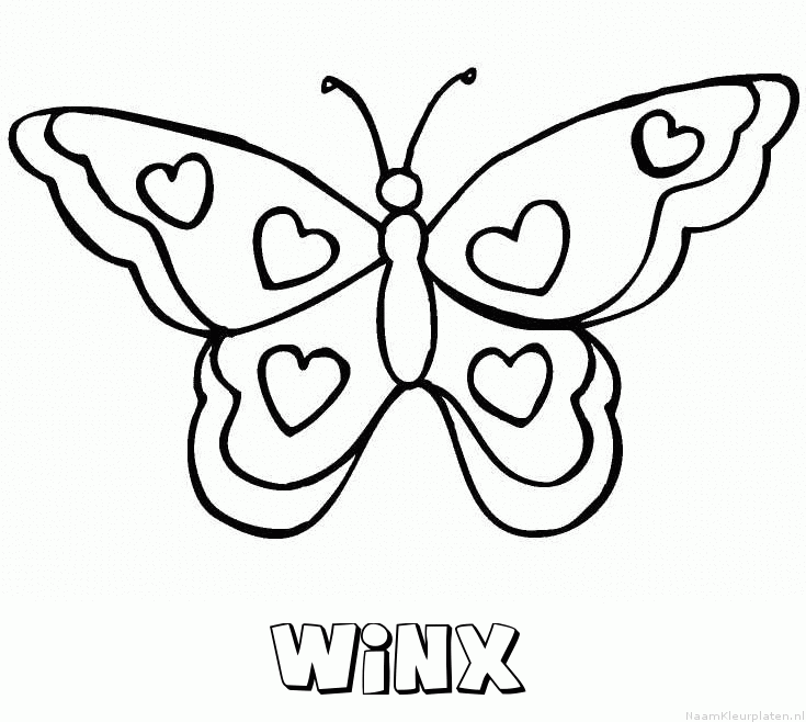 Winx vlinder hartjes kleurplaat