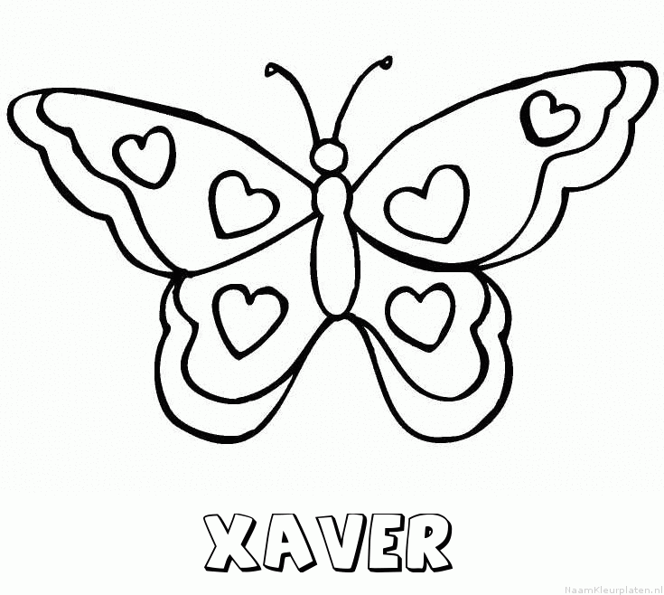Xaver vlinder hartjes kleurplaat