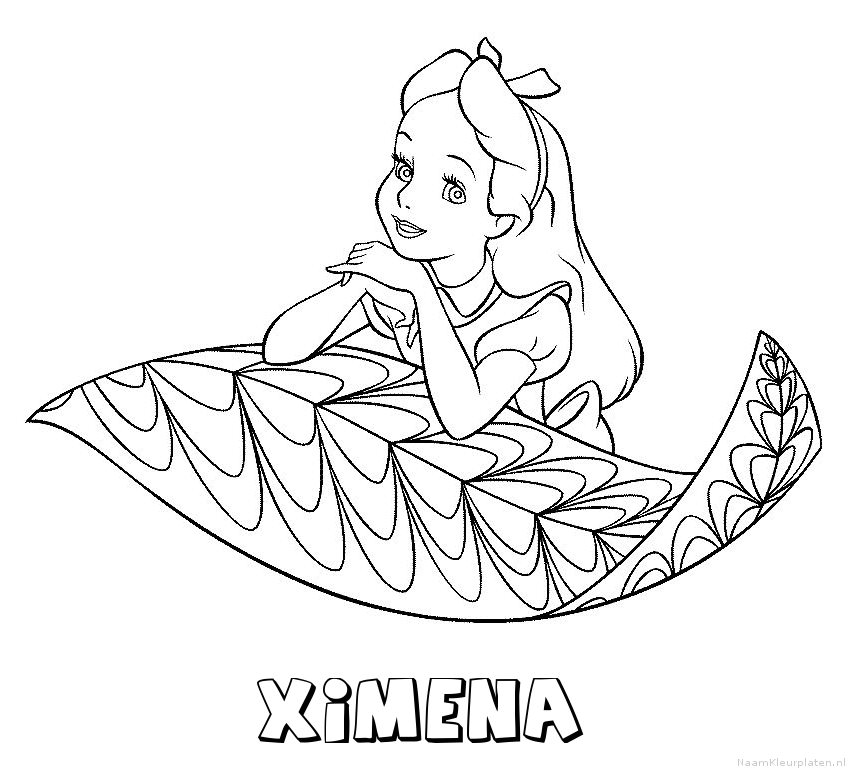 Ximena alice in wonderland kleurplaat