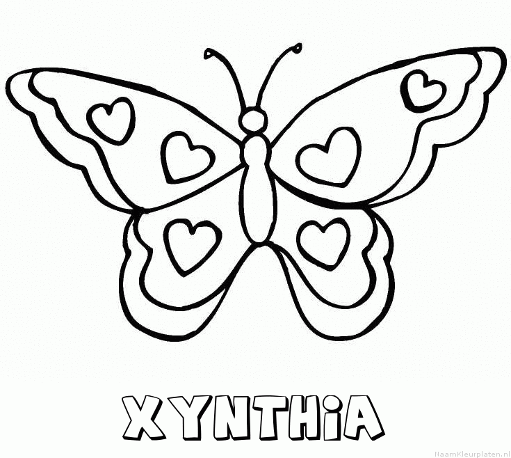 Xynthia vlinder hartjes kleurplaat