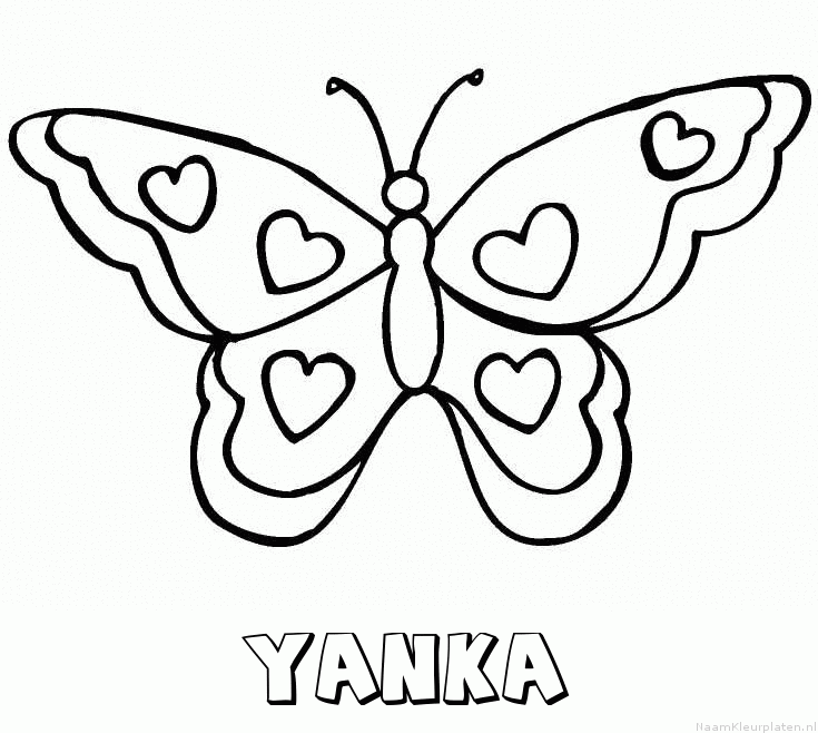 Yanka vlinder hartjes kleurplaat