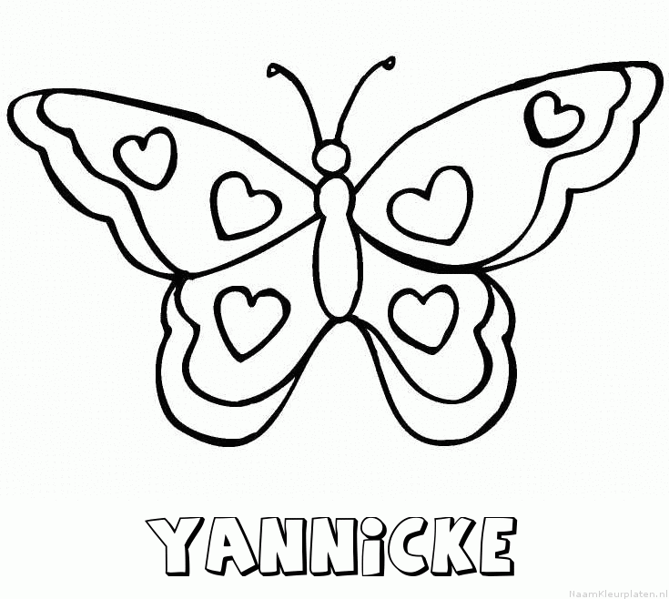 Yannicke vlinder hartjes kleurplaat