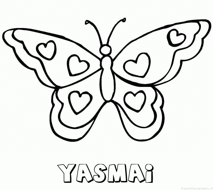 Yasmai vlinder hartjes kleurplaat