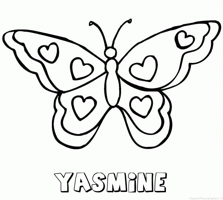 Yasmine vlinder hartjes kleurplaat