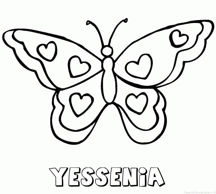 Yessenia vlinder hartjes kleurplaat