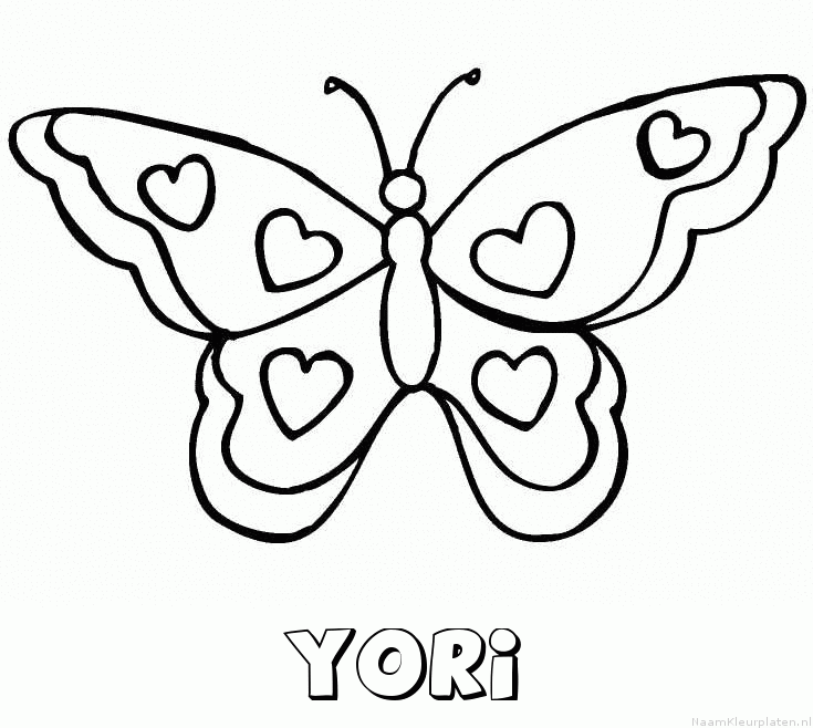 Yori vlinder hartjes kleurplaat