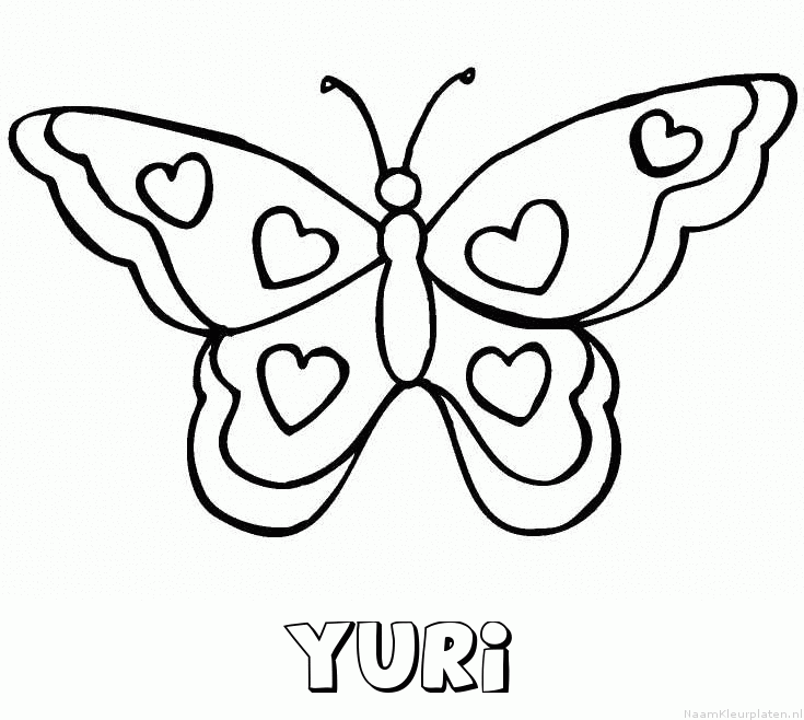 Yuri vlinder hartjes kleurplaat