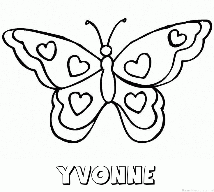 Yvonne vlinder hartjes kleurplaat