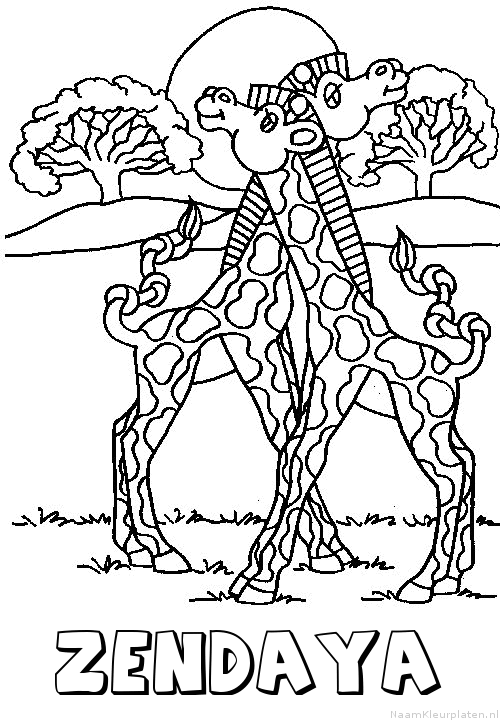 Zendaya giraffe koppel kleurplaat
