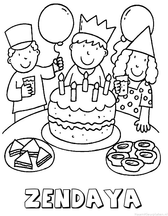 Zendaya verjaardagstaart kleurplaat