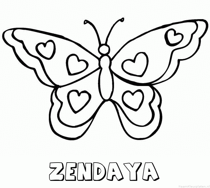 Zendaya vlinder hartjes kleurplaat