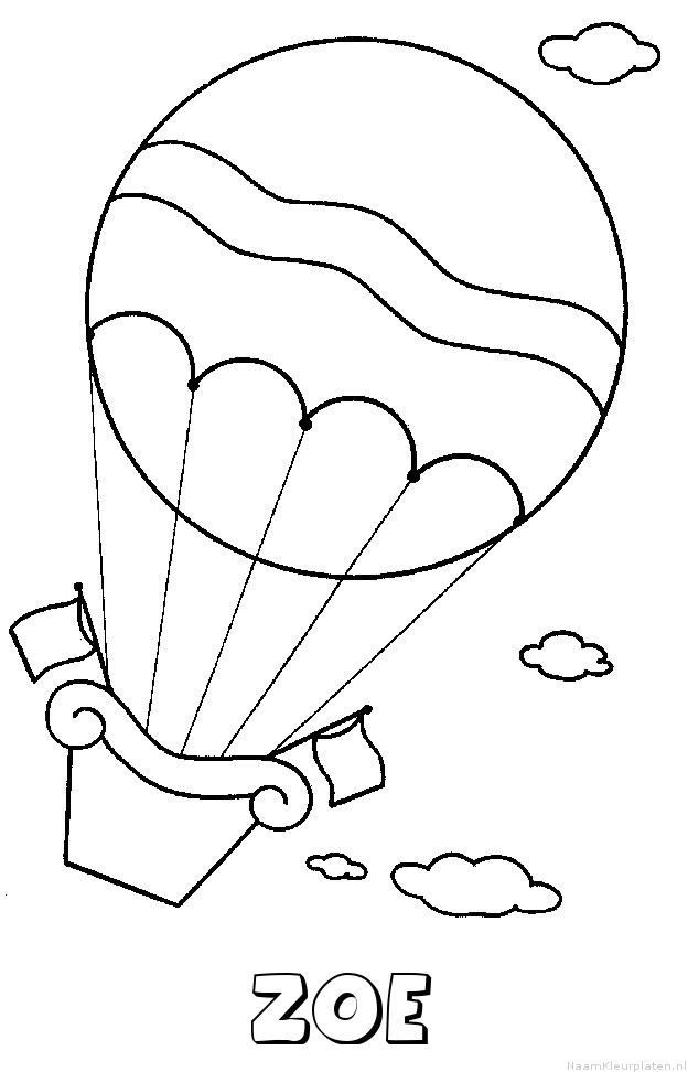 Zoe luchtballon kleurplaat