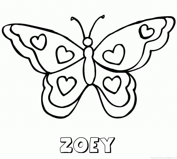 Zoey vlinder hartjes kleurplaat