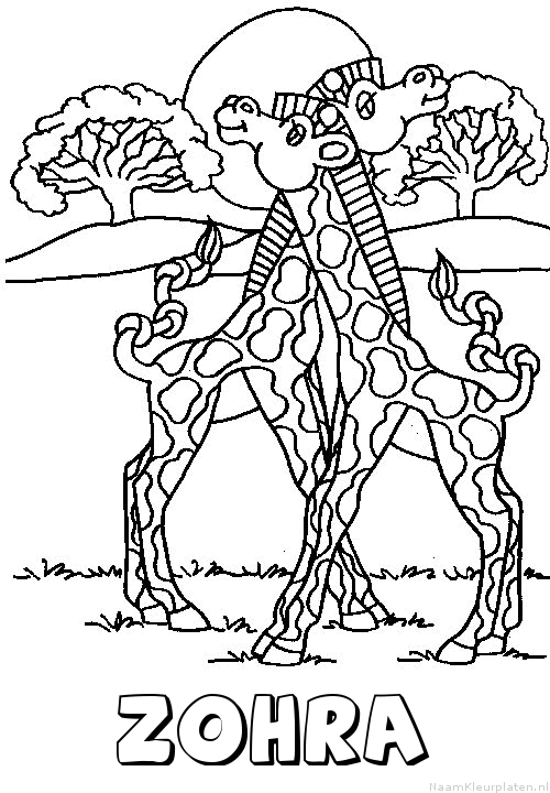 Zohra giraffe koppel kleurplaat